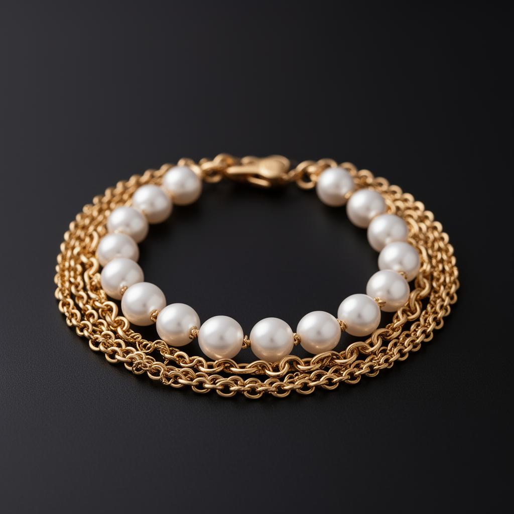 Pulseira Pérolas & Correntes